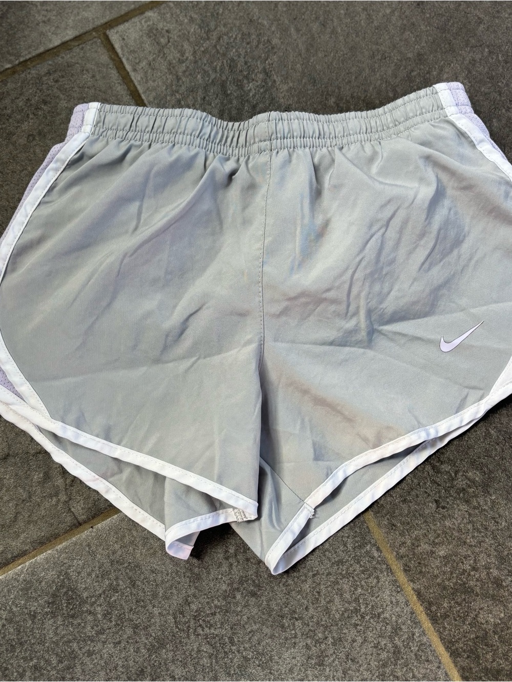 Nike Girls Dri-Fit Light Gray Running Shorts Size S